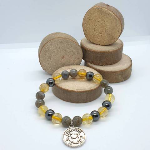 Bracelet astrologique du gmeaux - pierres naturelles 8mm