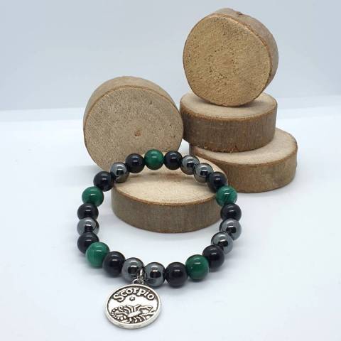 Bracelet astrologique du scorpion - pierres naturelles 8mm