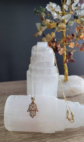 Collier main de Fatma - acier inoxydable dor