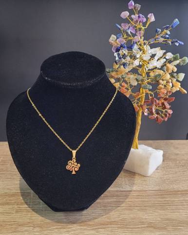 Collier mini arbre de vie - acier inoxydable dor